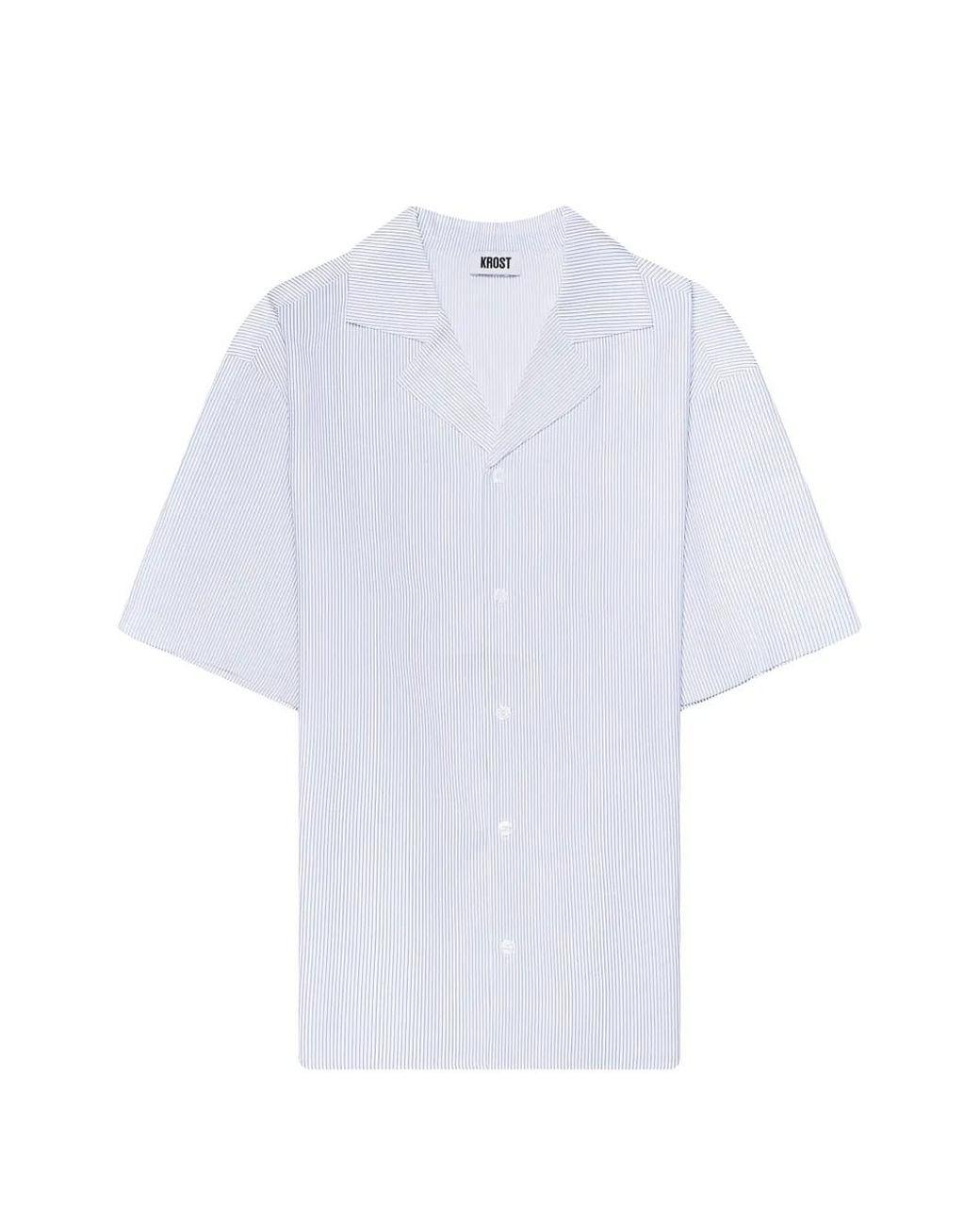 KROST White Striped Camp-Collar Shirt for men