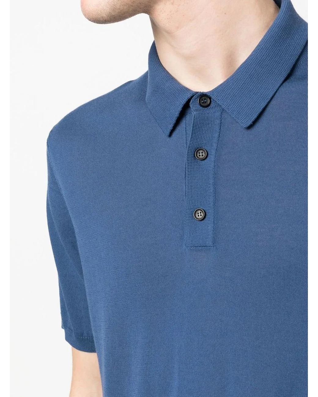 Roberto Collina Blue Cotton Polo Shirt for men