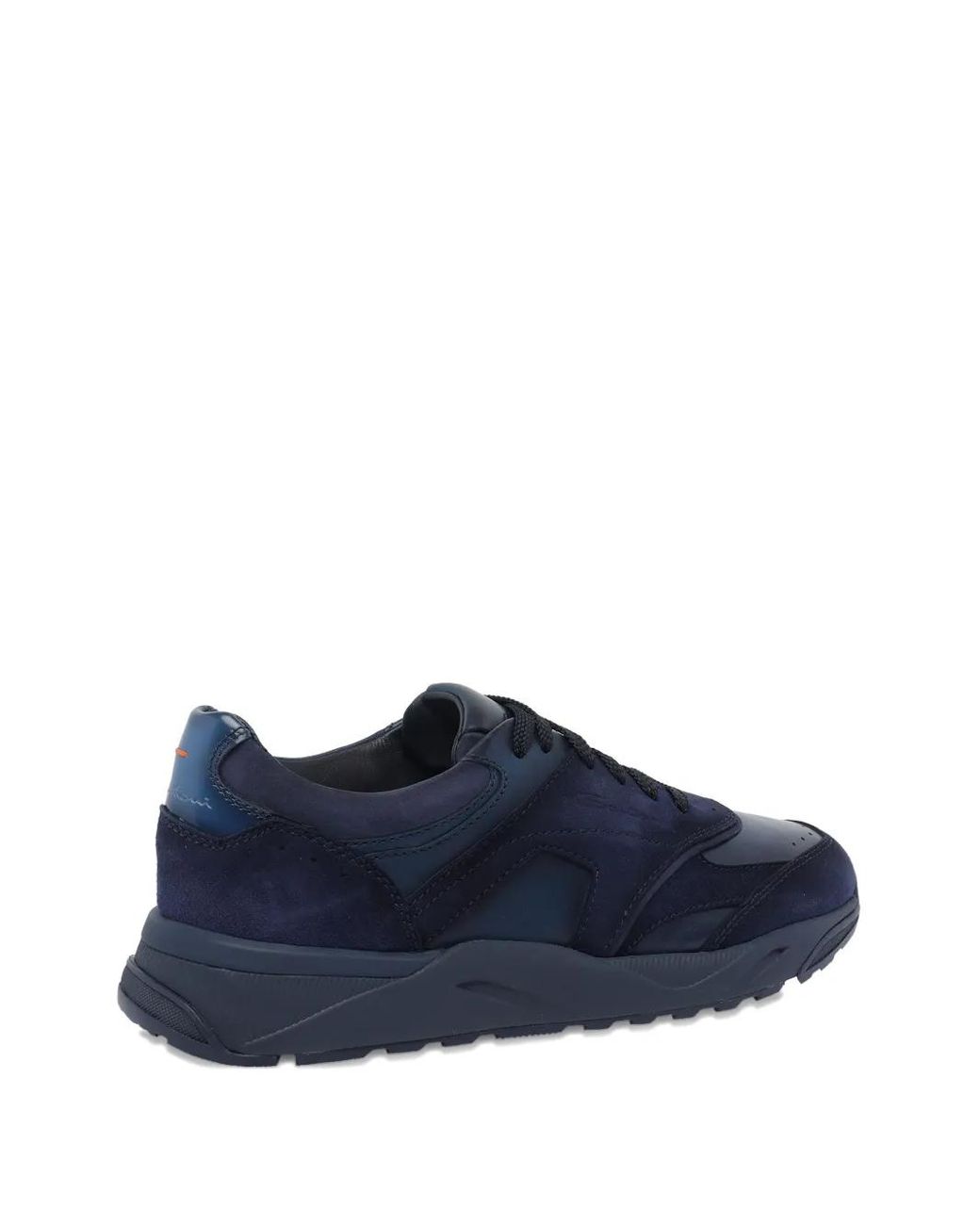 Santoni Blue Suede Paneled Sneakers for men