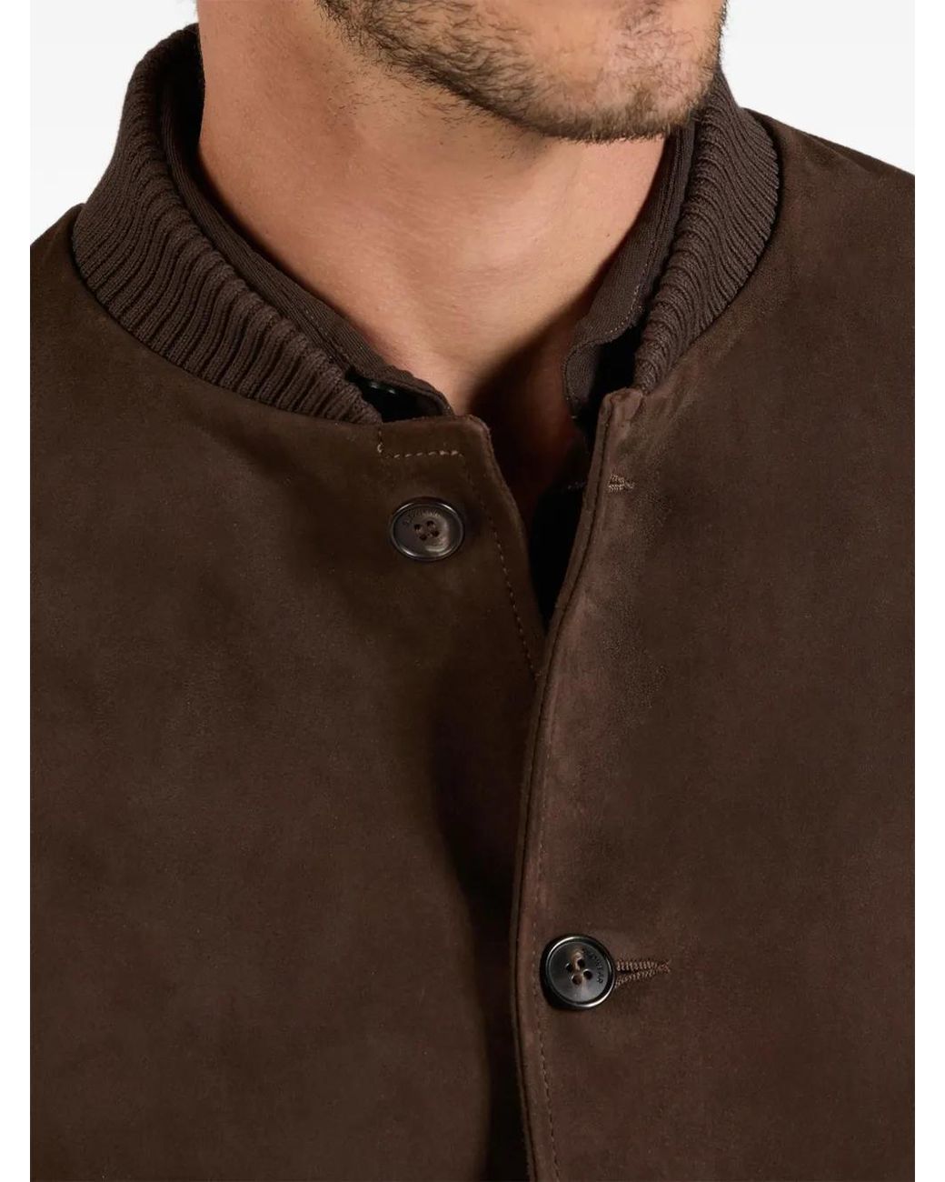 Slowear Brown Veste Bomber À Empiècement En Daim for men