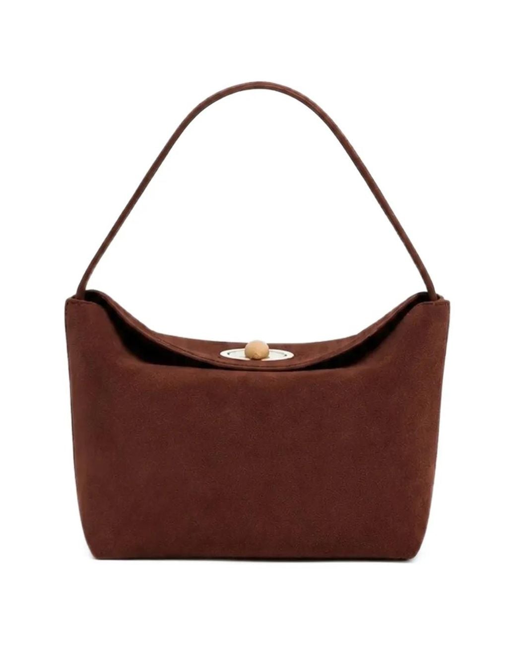 Christopher Esber Brown Mini Turnlock Suede Shoulder Bag