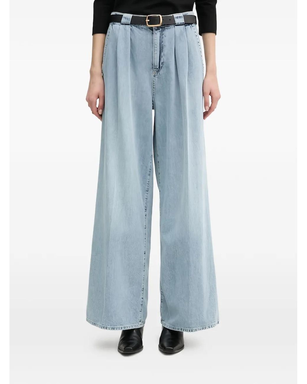 Joop! Blue Pleated Wide-Leg Jeans