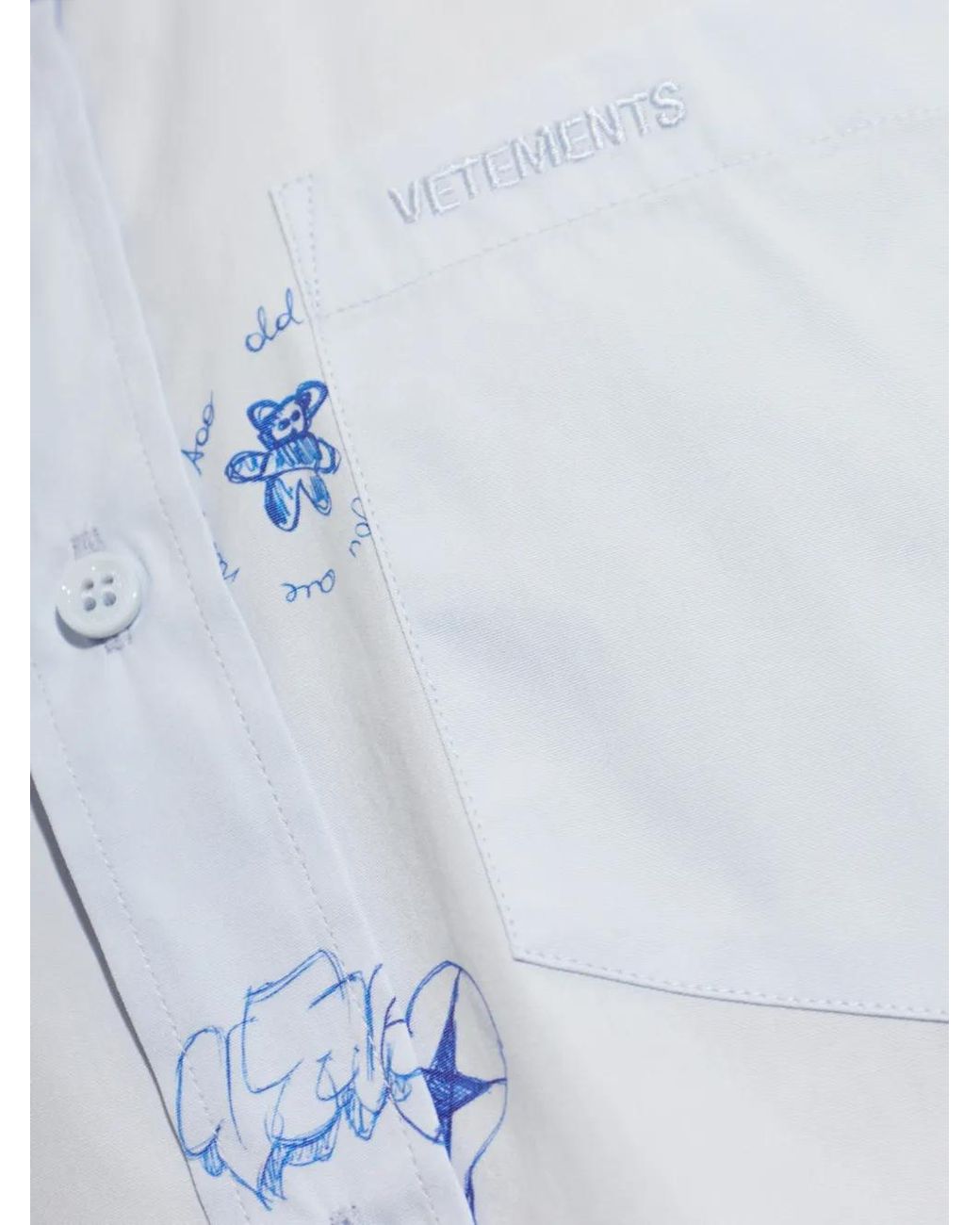 Vetements Blue Doodle-Print Buttoned Shirt for men