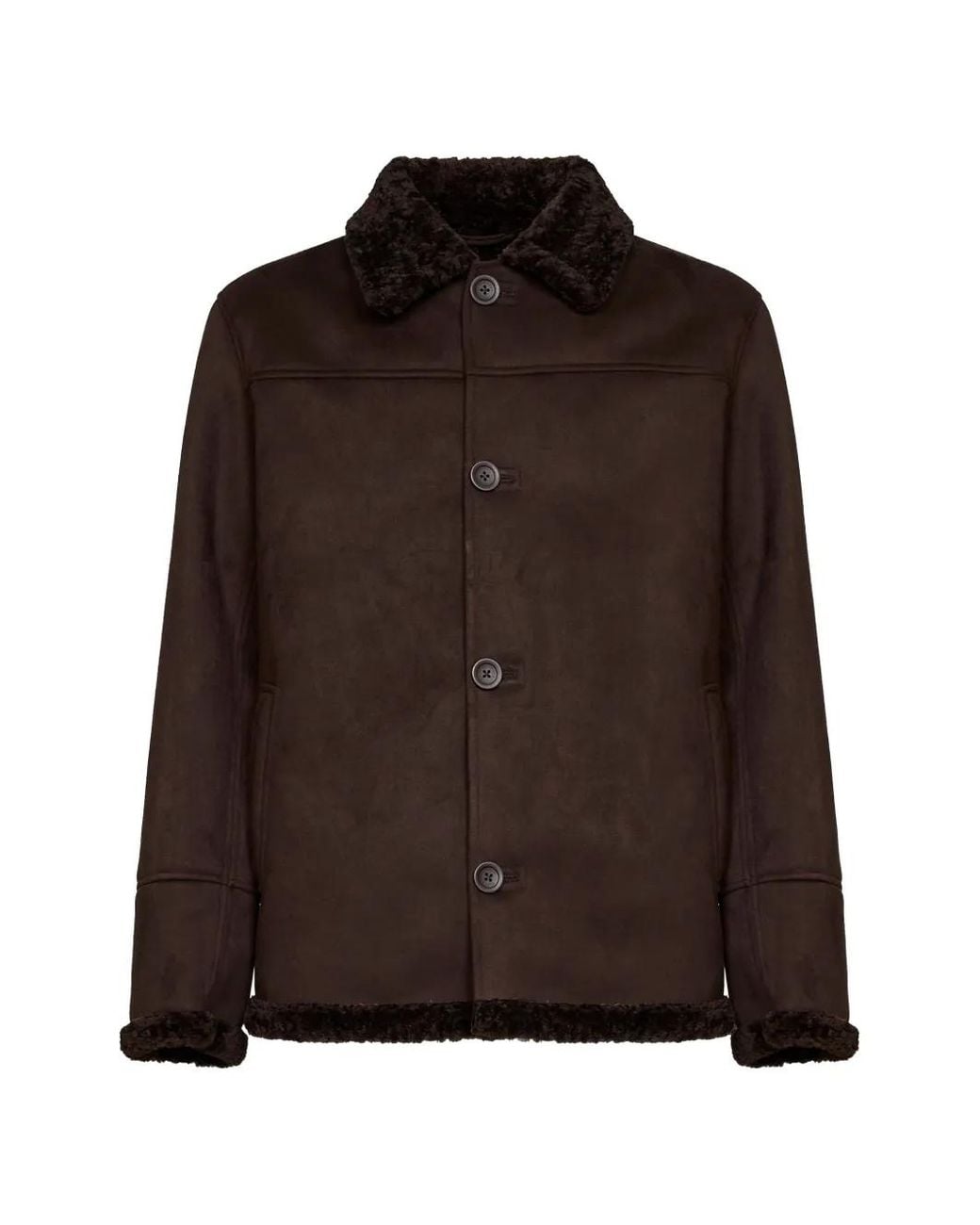 Herno Brown Faux-Shearling Trim Jacket for men