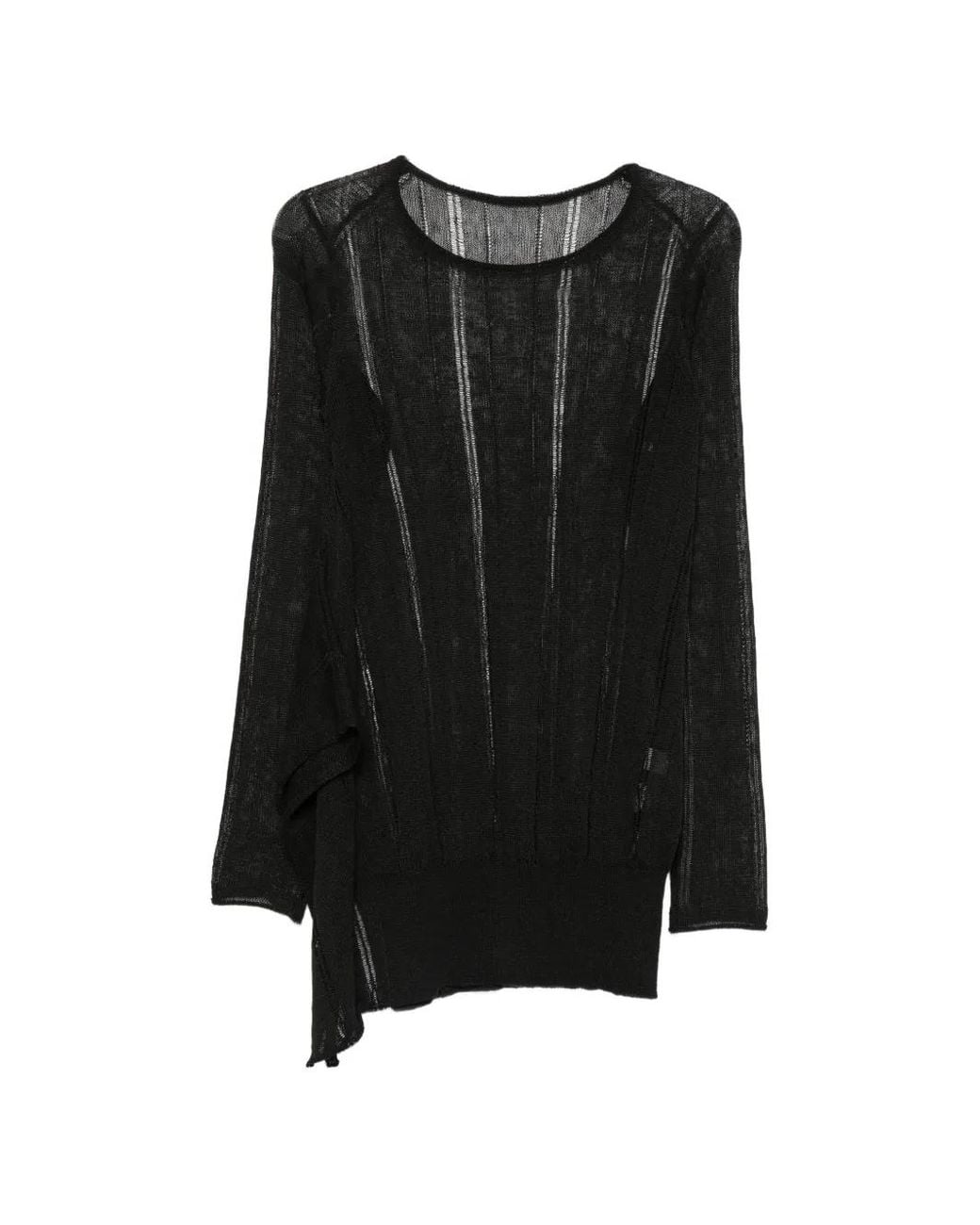 Yohji Yamamoto Black Asymmetric-Hem Sweater