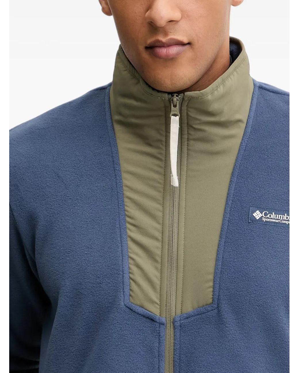 Columbia Blue Sequoia Grove Logo-Patch Zip-Up Jacket for men