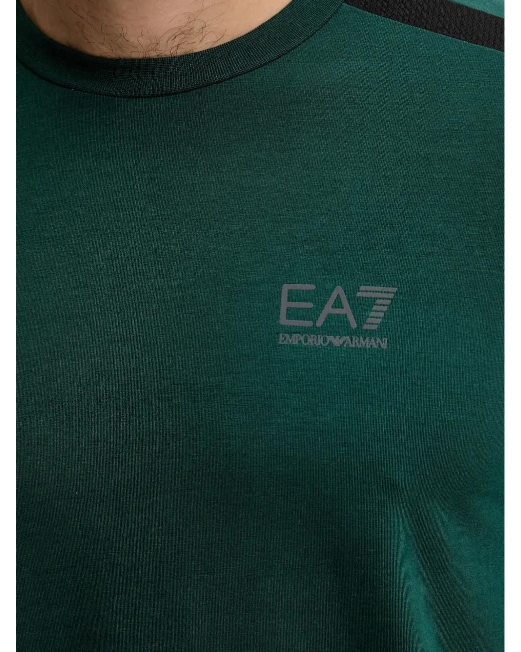 EA7 Green Logo-Detail T-Shirt for men