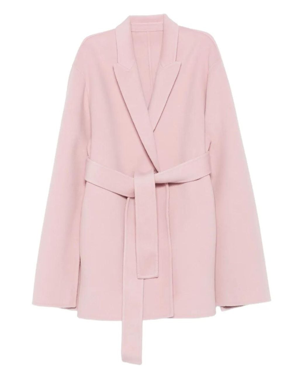 Alberta Ferretti Pink Belted-Wrap Long-Sleeves Coat
