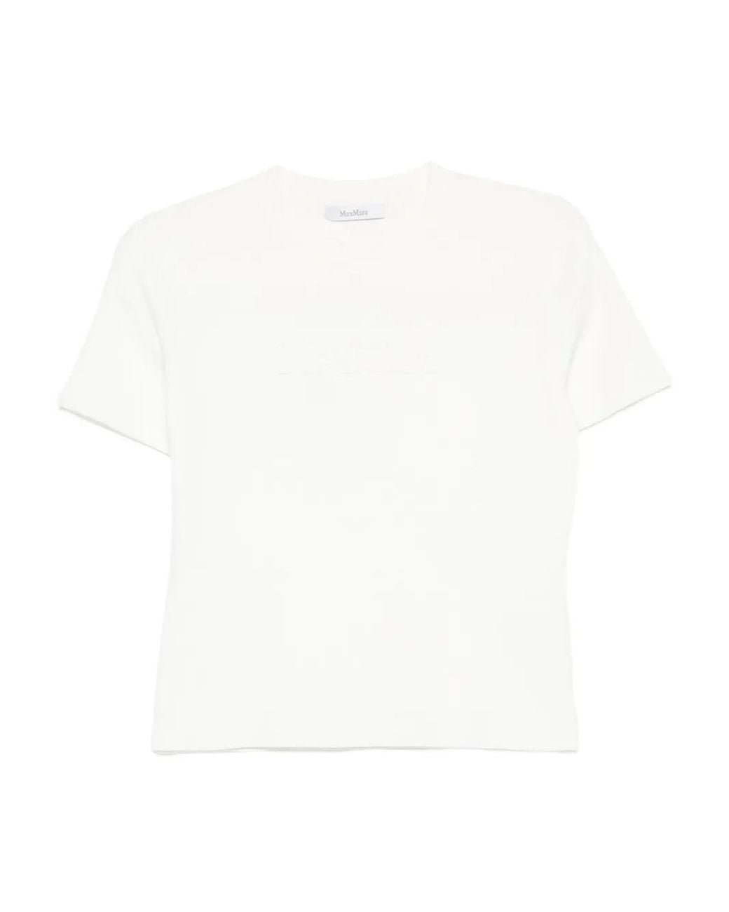 Max Mara White Ribbed Crew-Neck T-Shirt