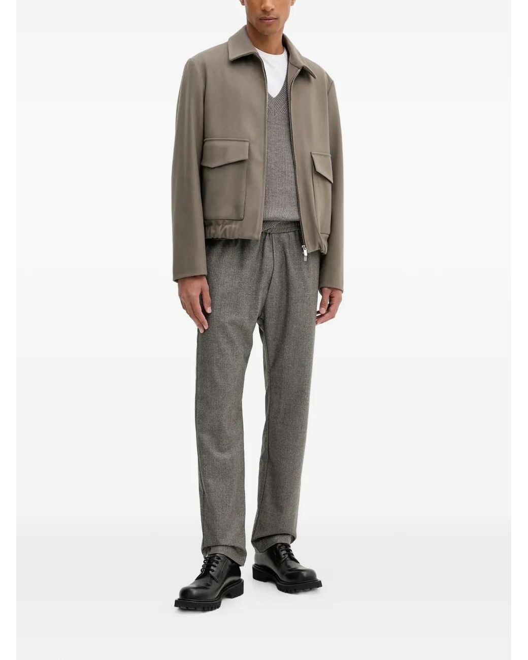 Barena Gray Flap-Pocket Zip-Up Jacket for men