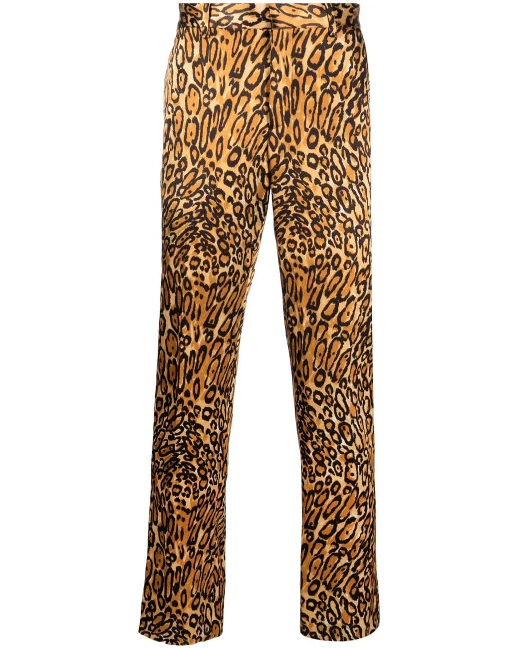 Moschino Natural Animal-Print Slim-Cut Trousers for men