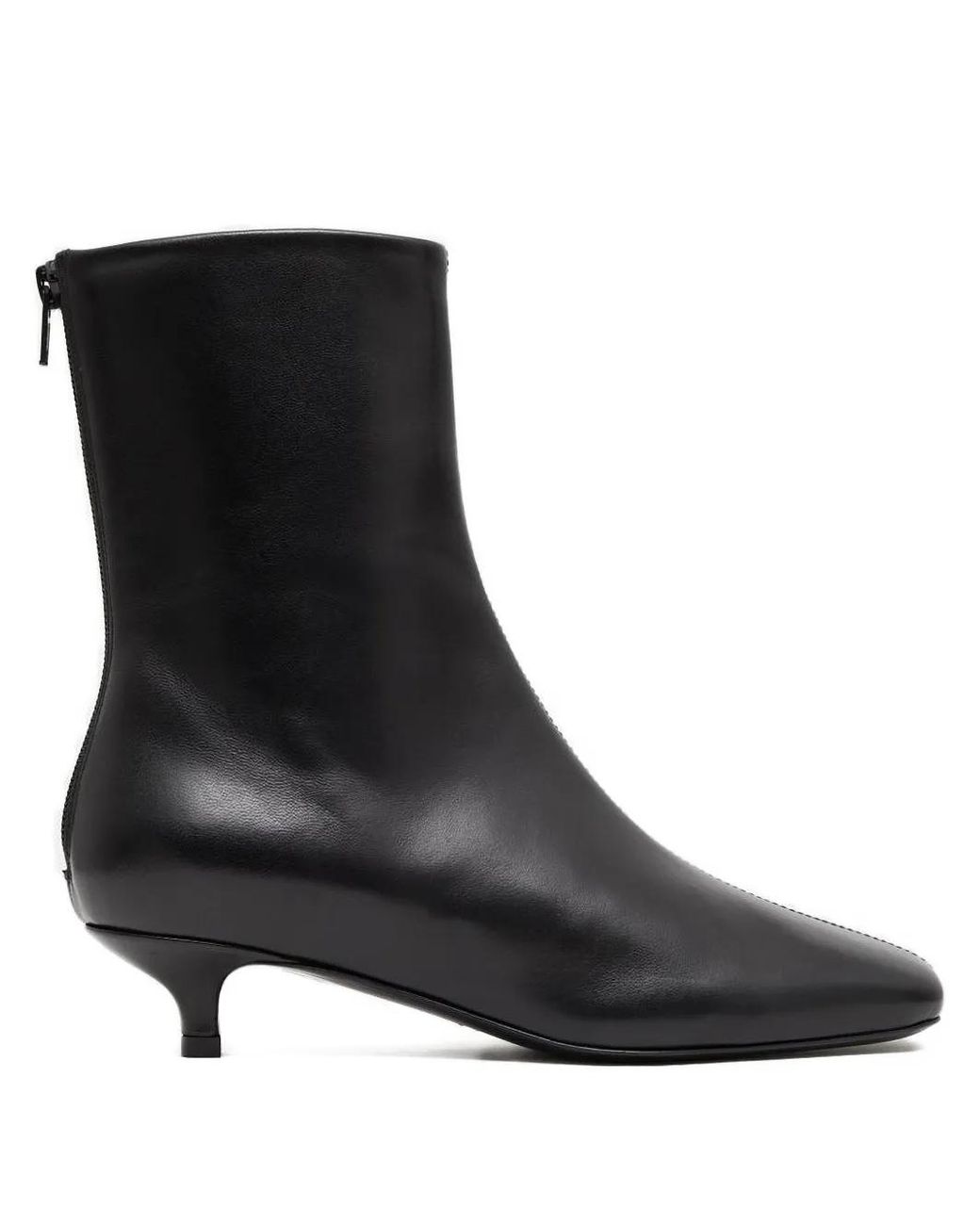 Totême Black Rear-Zip Square-Toe Boots