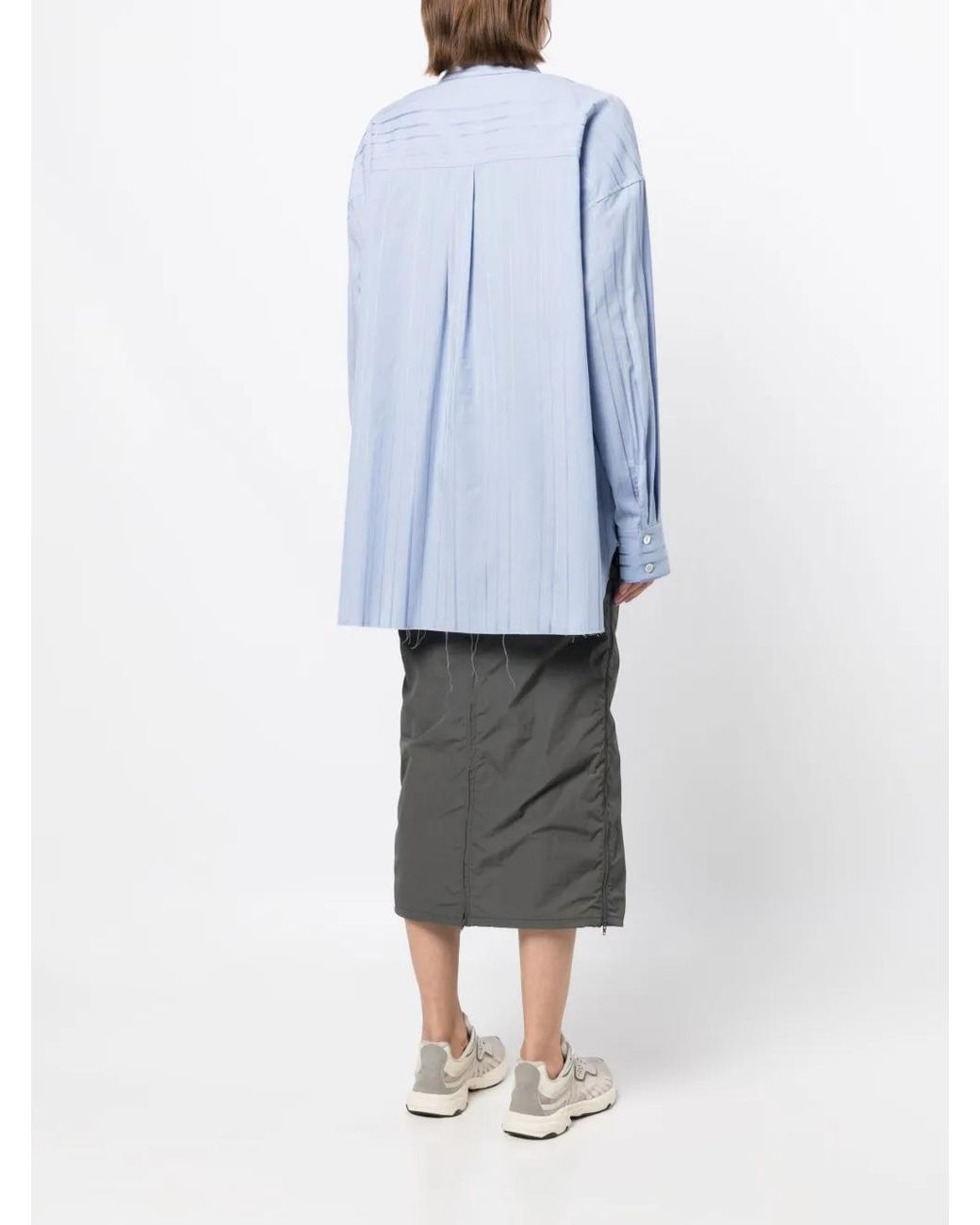 Goen.J Blue Metallic-Threading Striped Shirt