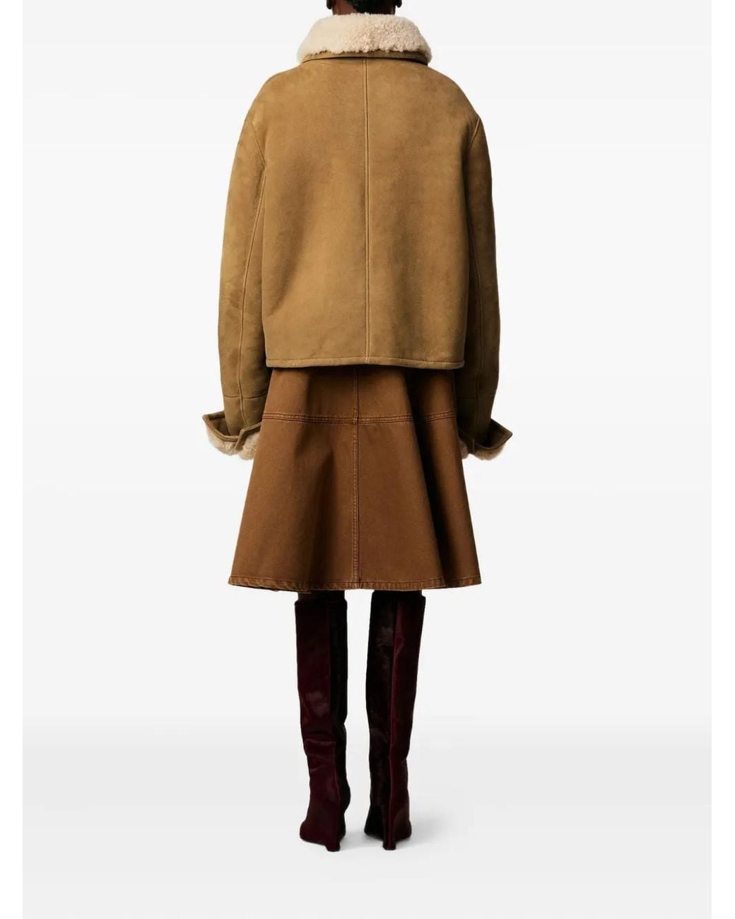 AMI Natural Shearling Button-Up Jacket