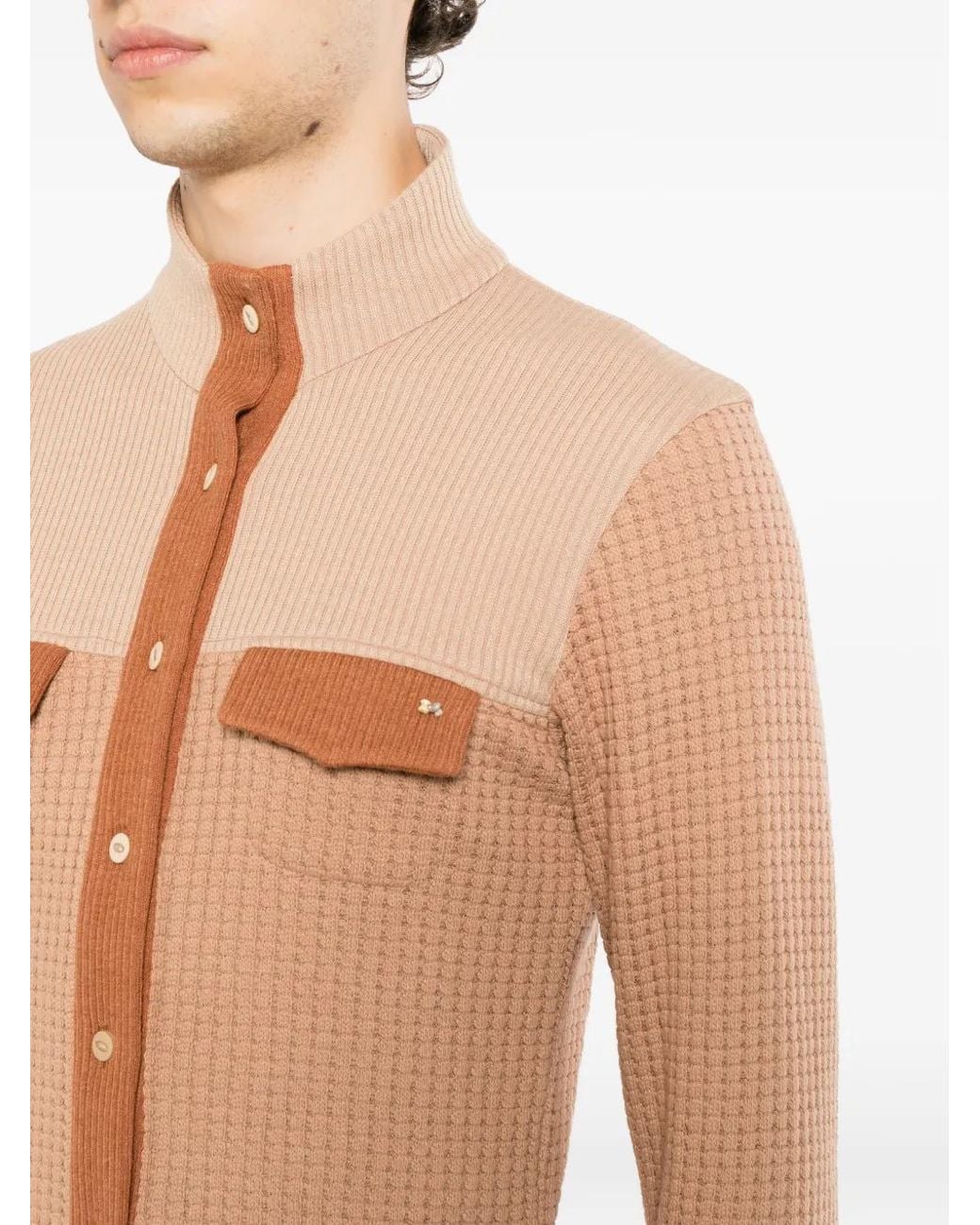 young n sang White Mock-Neck Cardigan for men