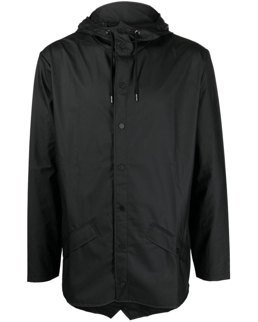 Rains Drawstring-hooded Buttoned Rain Jacket in Black for Men | Lyst