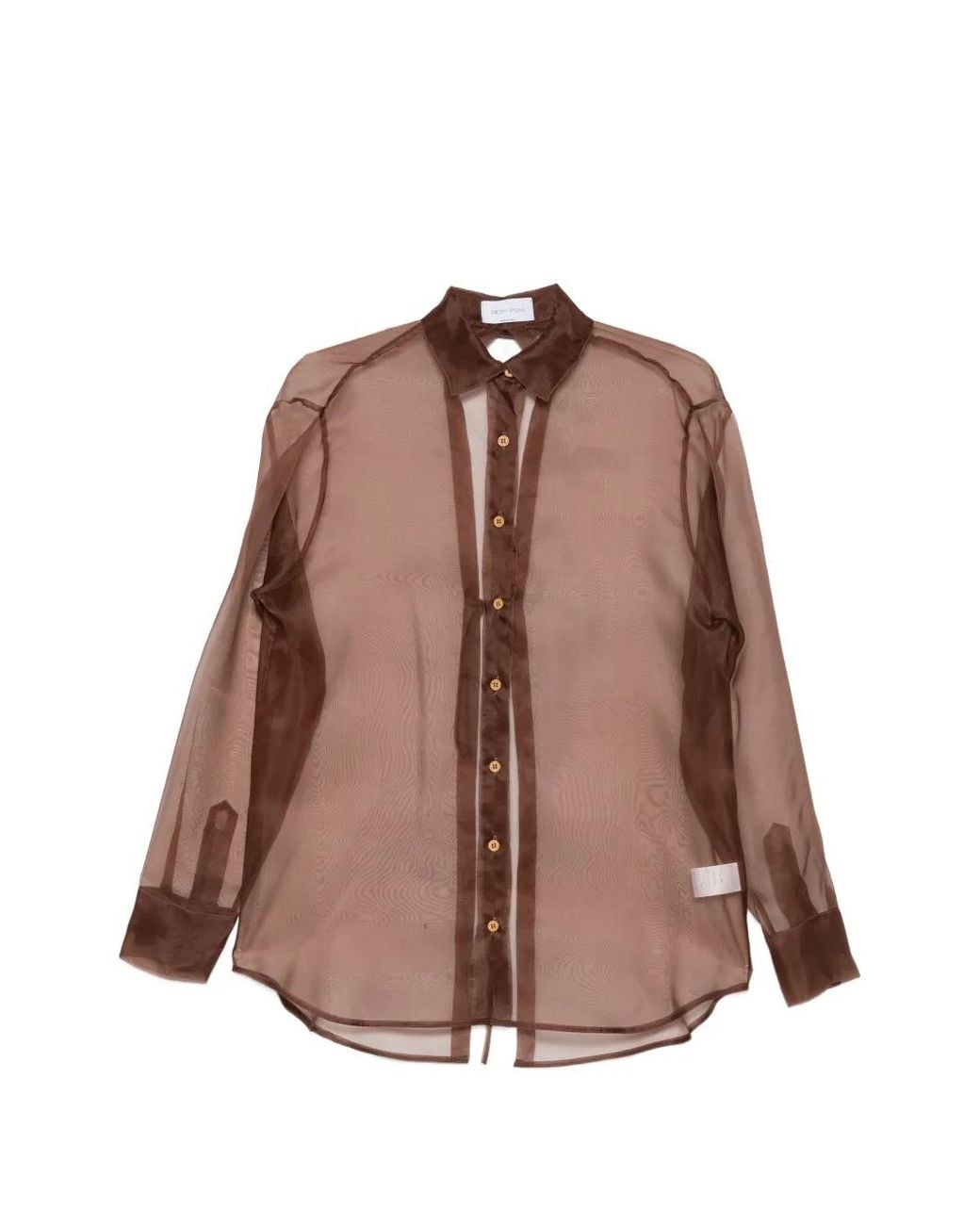 THE NINA STUDIO Brown Sheer Tie-Back Shirt