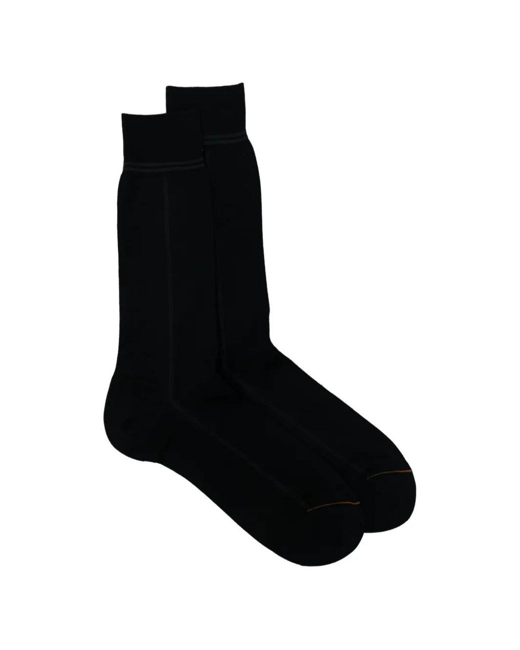 Zegna Black Ribbed-Knit Striped-Trim Socks