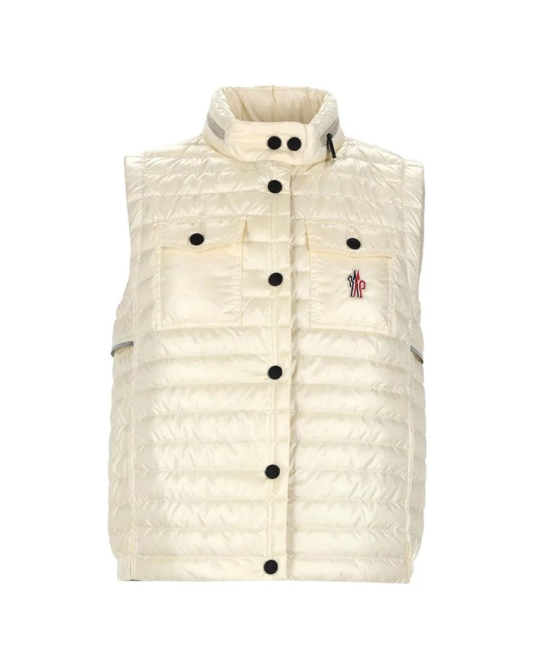 Moncler Natural Gilet Matelassé Gumiane À Patch Logo