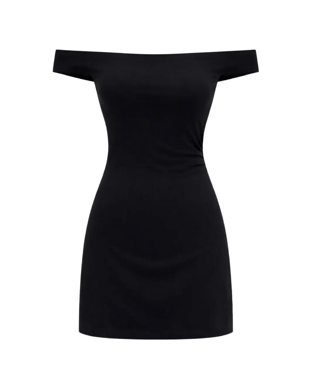 Reformation Black Lia Off-Shoulder Mini Dress
