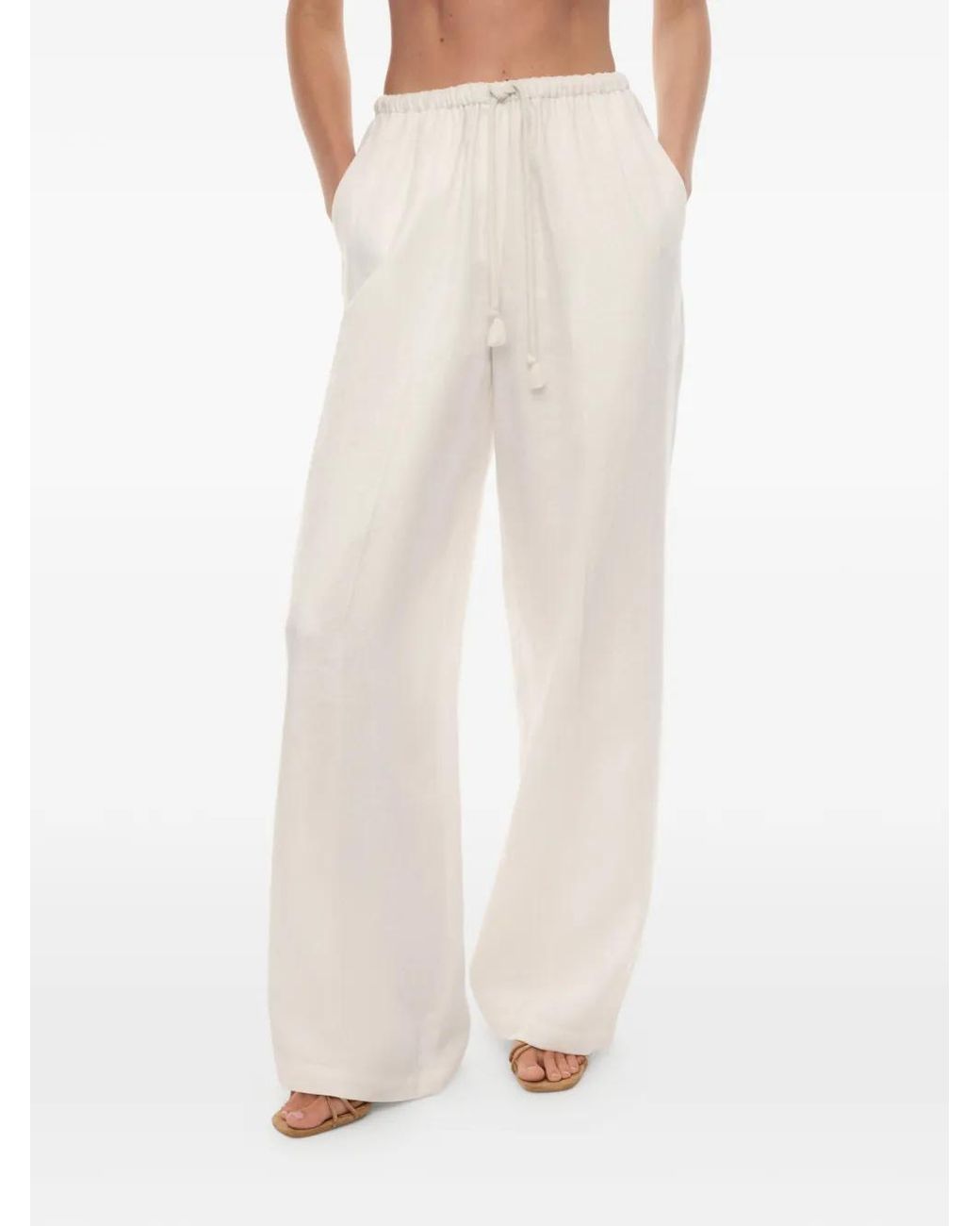 12 STOREEZ White Pantalon Aurelia À Lien De Resserrage