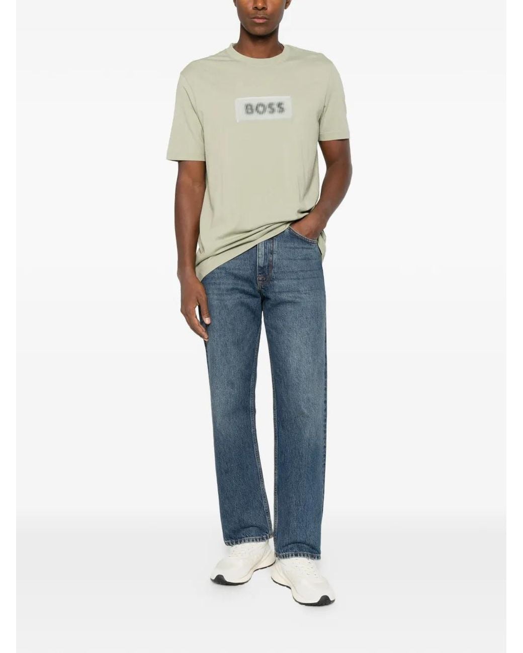 Boss White Logo-Patch T-Shirt for men