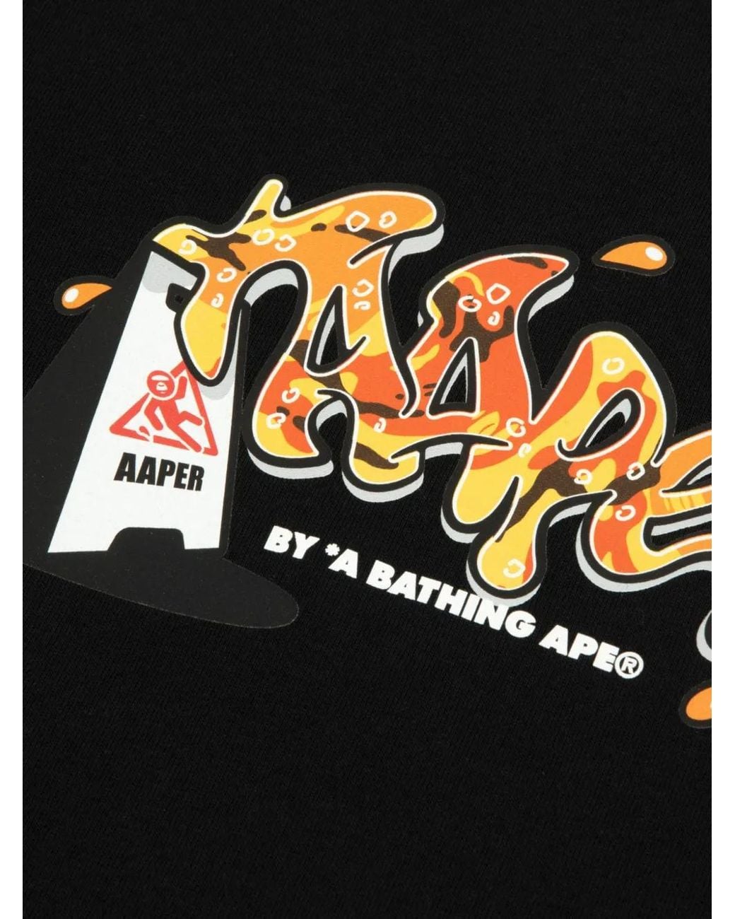 Aape By A Bathing Ape Black Graphic-Print Cotton T-Shirt for men