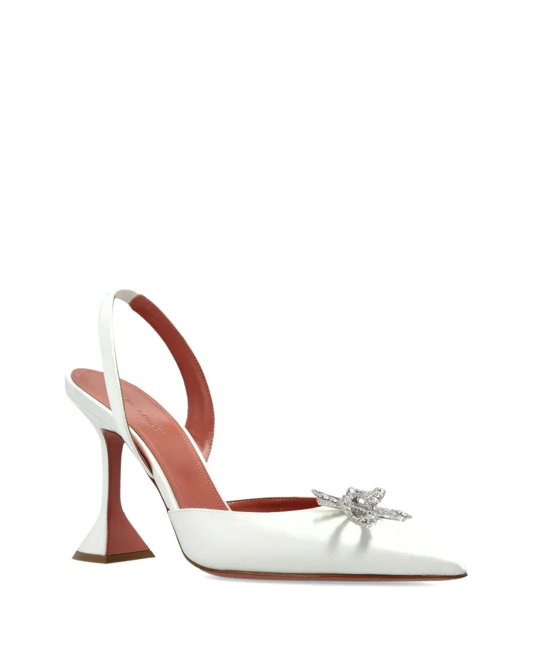 AMINA MUADDI White Rosie Crystal Bow Sling Pumps