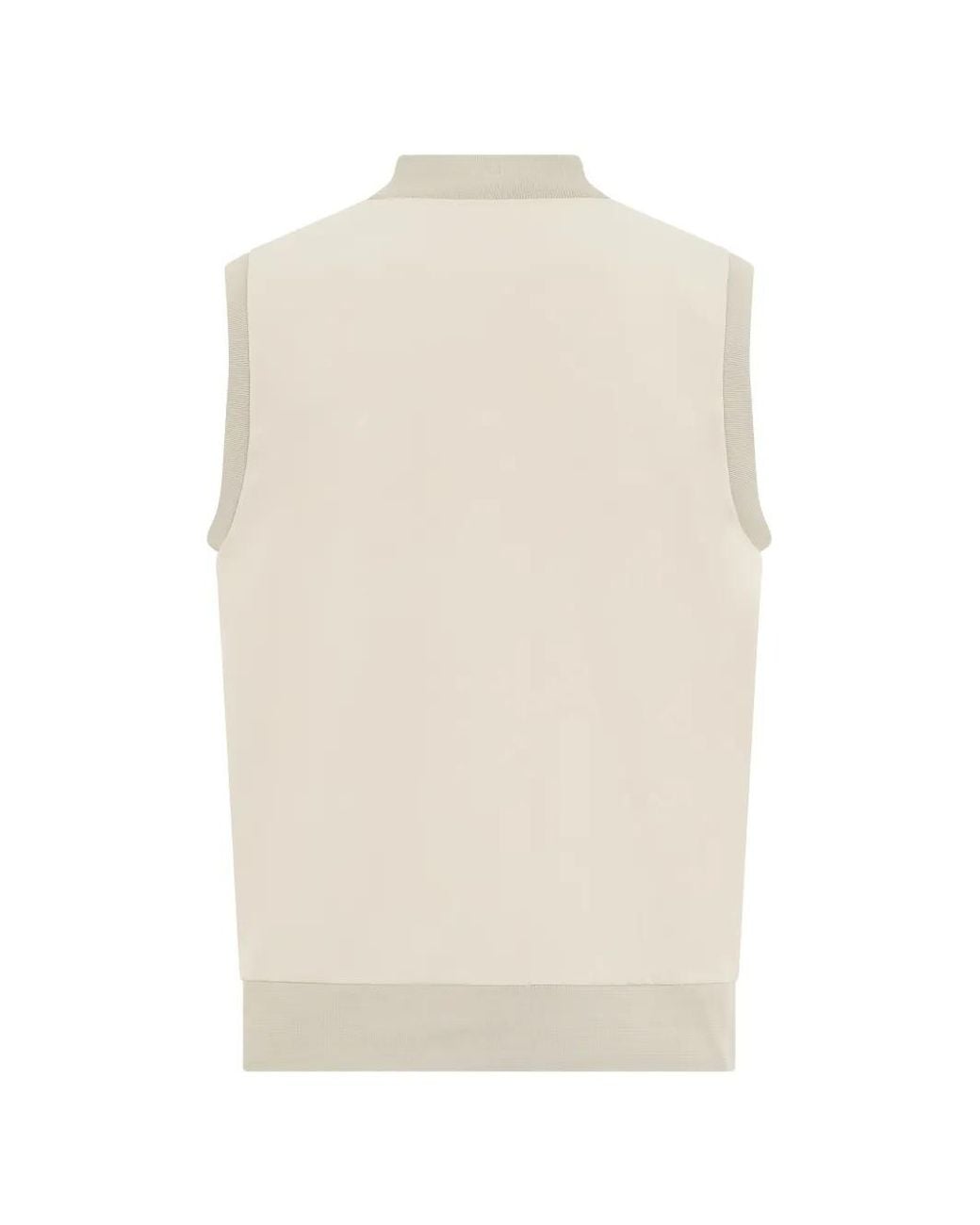 Fedeli White Zip-Up Ribbed-Trim Vest for men