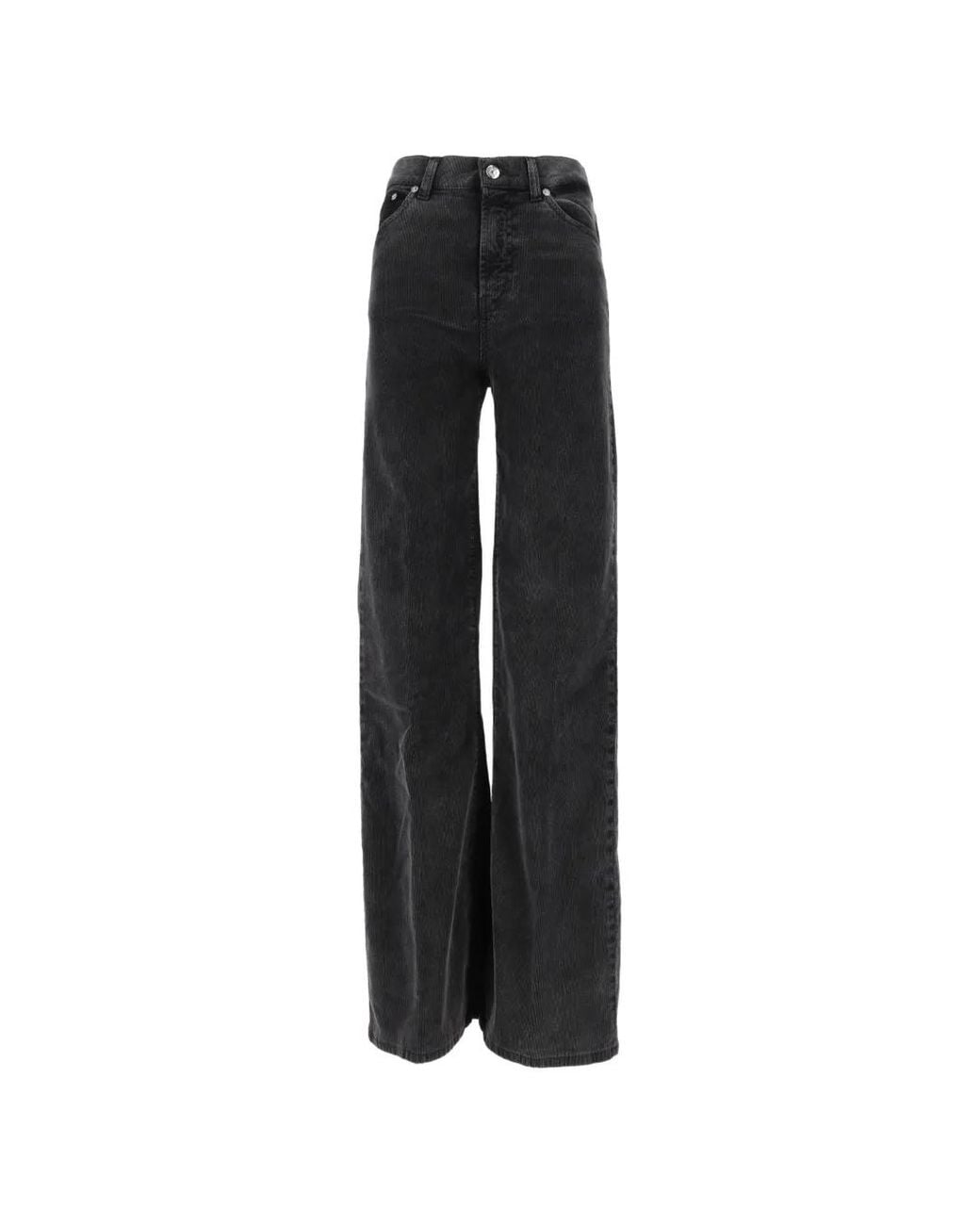 Dondup Black Pantalon En Velours Côtelé Amber