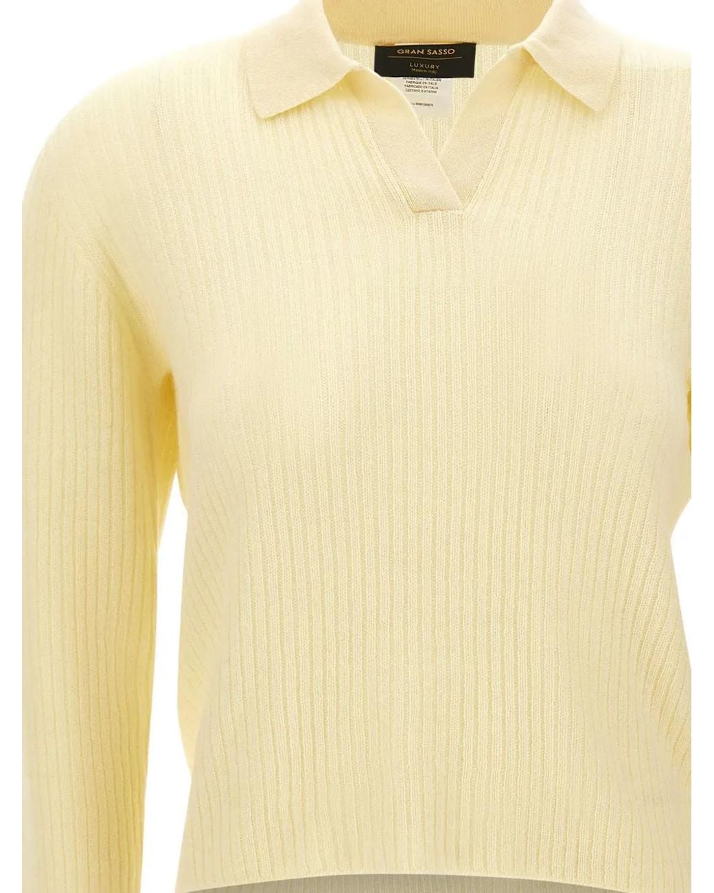Gran Sasso White Ribbed-Knit Cashmere Sweater
