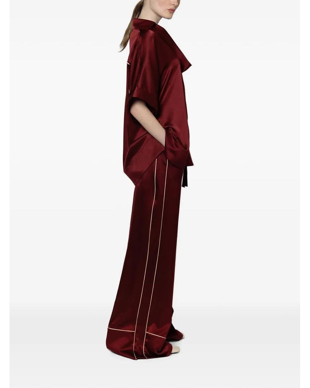 Roksanda Red Enira Piping-Detail Top