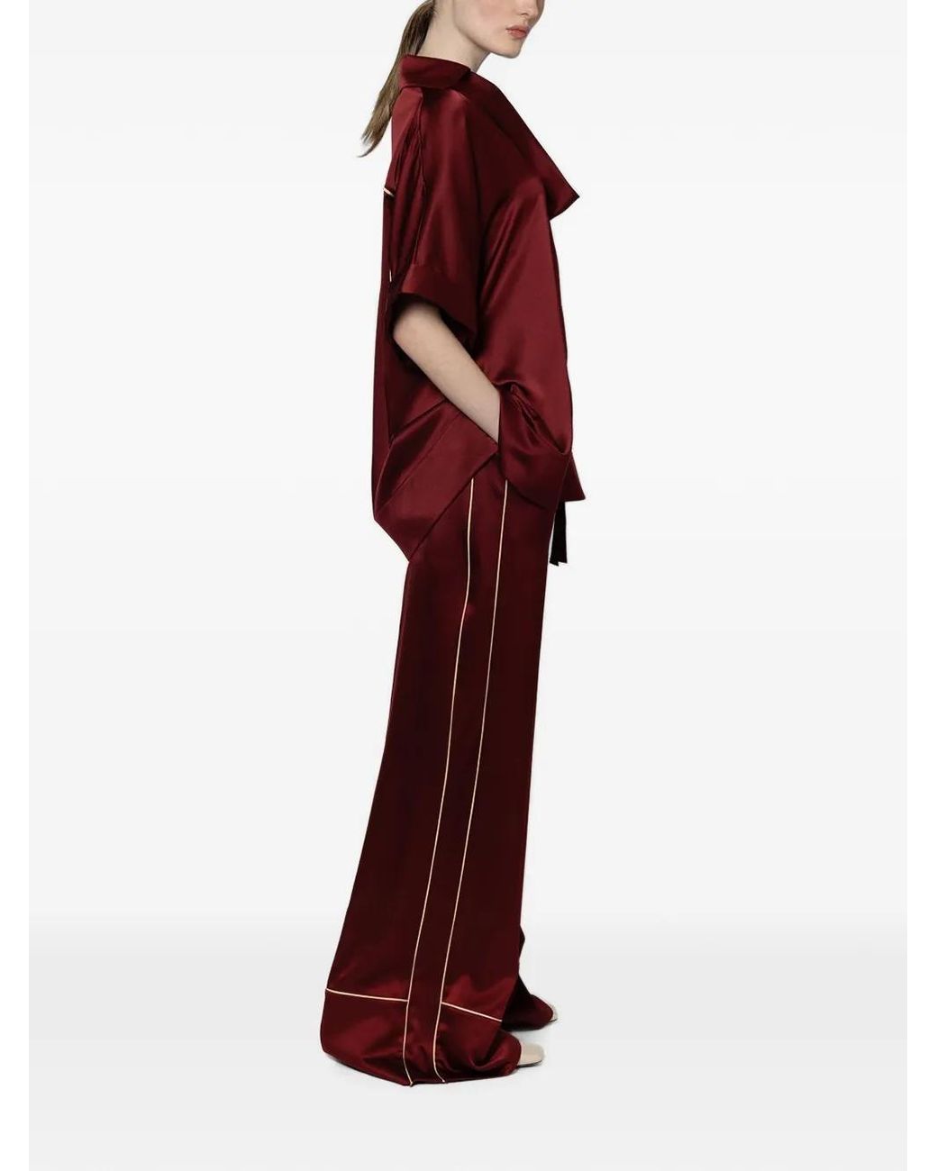 Roksanda Red Pantalon Nael À Détails Passepoilés