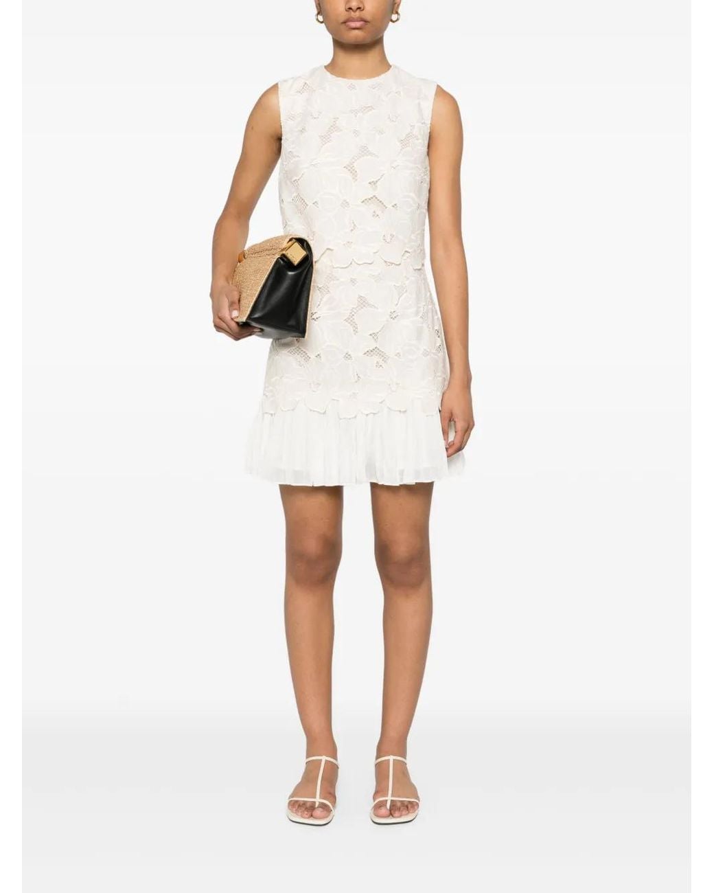 sandro short guipure dress Guipure short dress white / beige For Women
