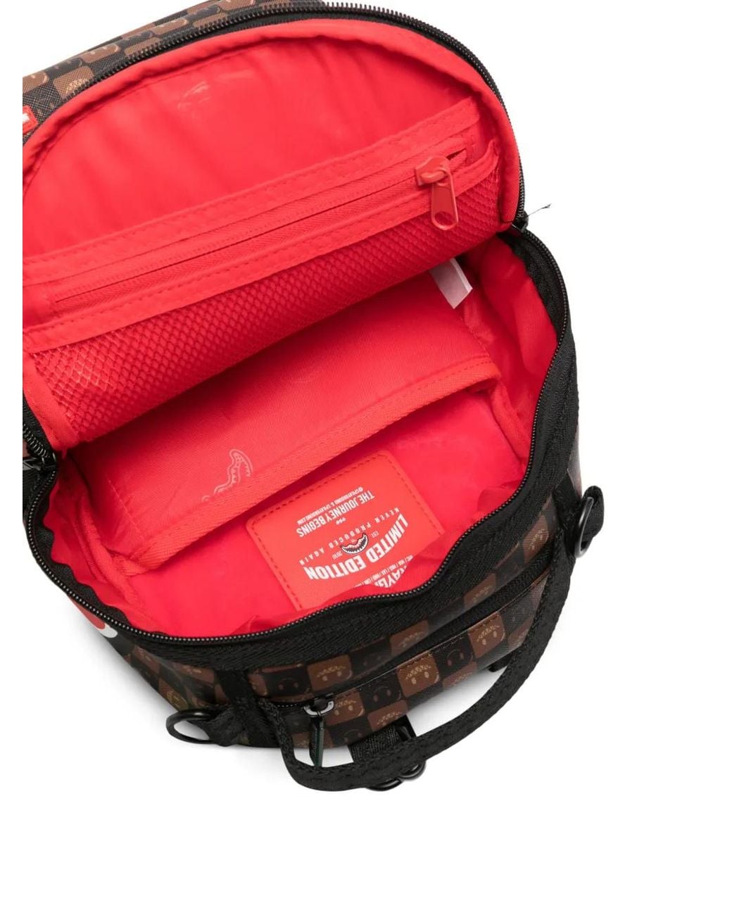 Sprayground Brown Check-Pattern Shark Mouth Backpack
