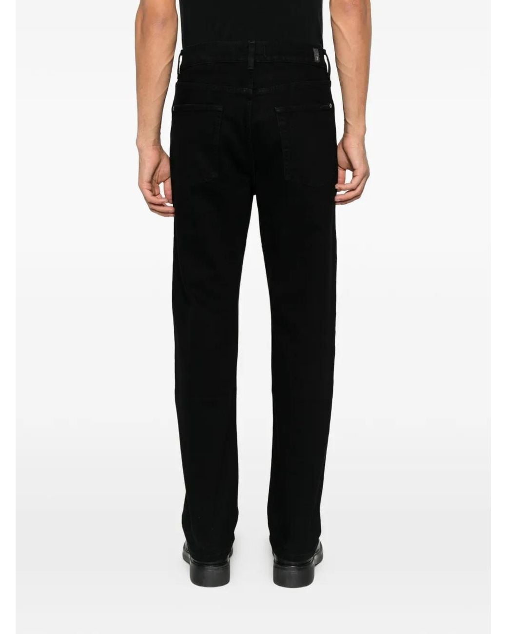 7 For All Mankind Black Straight-Leg Jeans for men