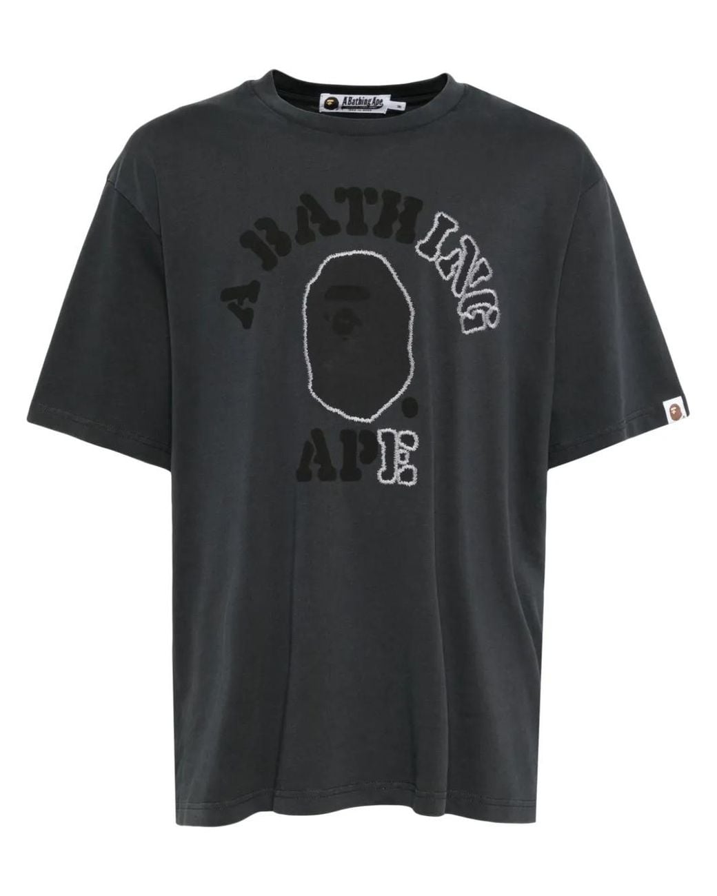 A Bathing Ape Black Garment Dye College Tee for men