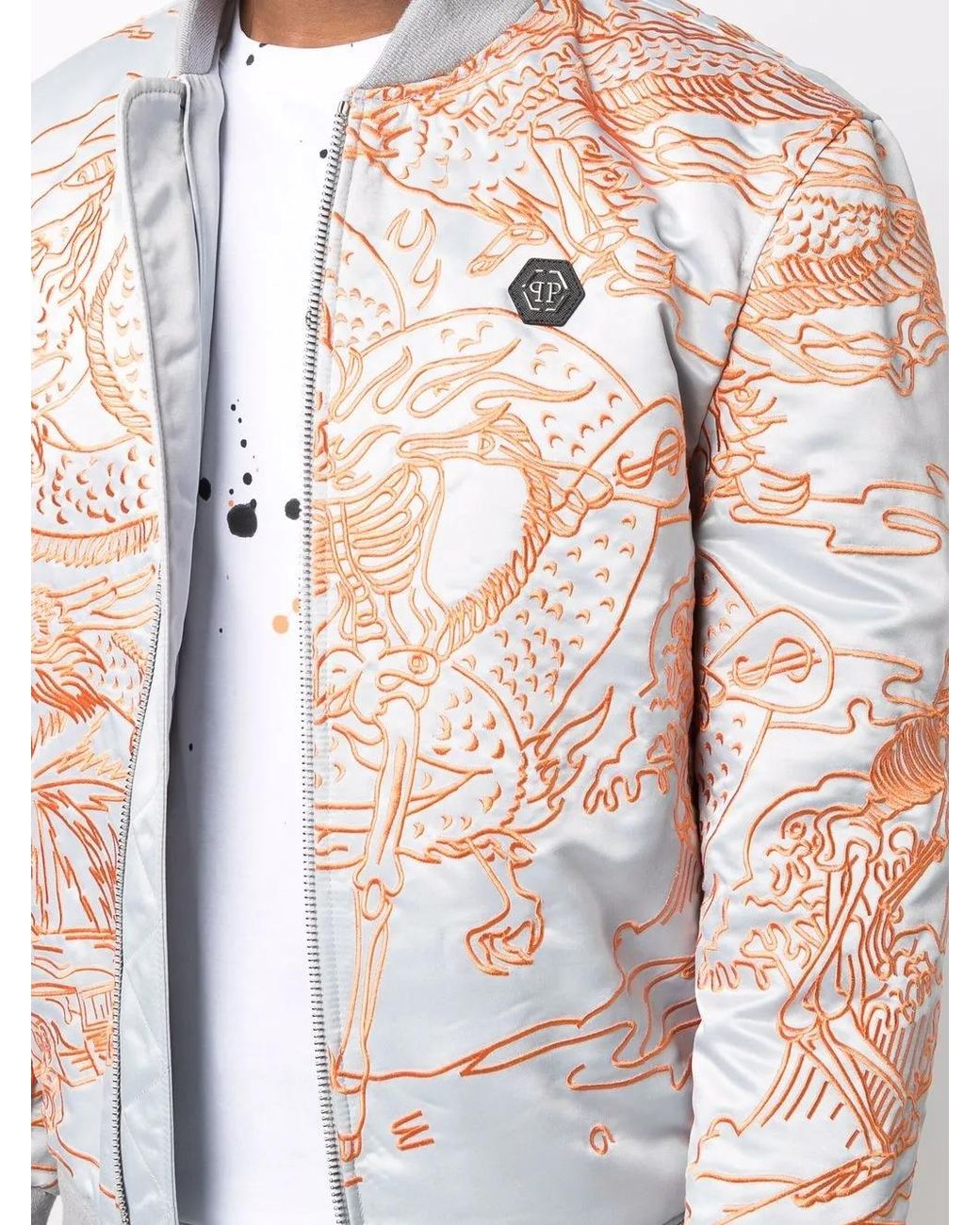 Philipp Plein Multicolor Tattoo-Motif Embroidered Bomber Jacket for men
