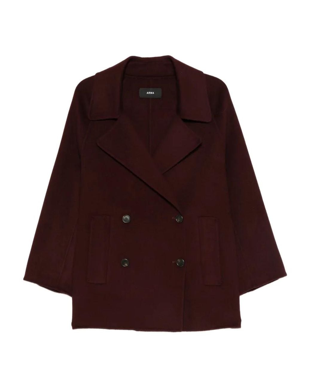 Arma Purple Double-Breasted Wool Coat