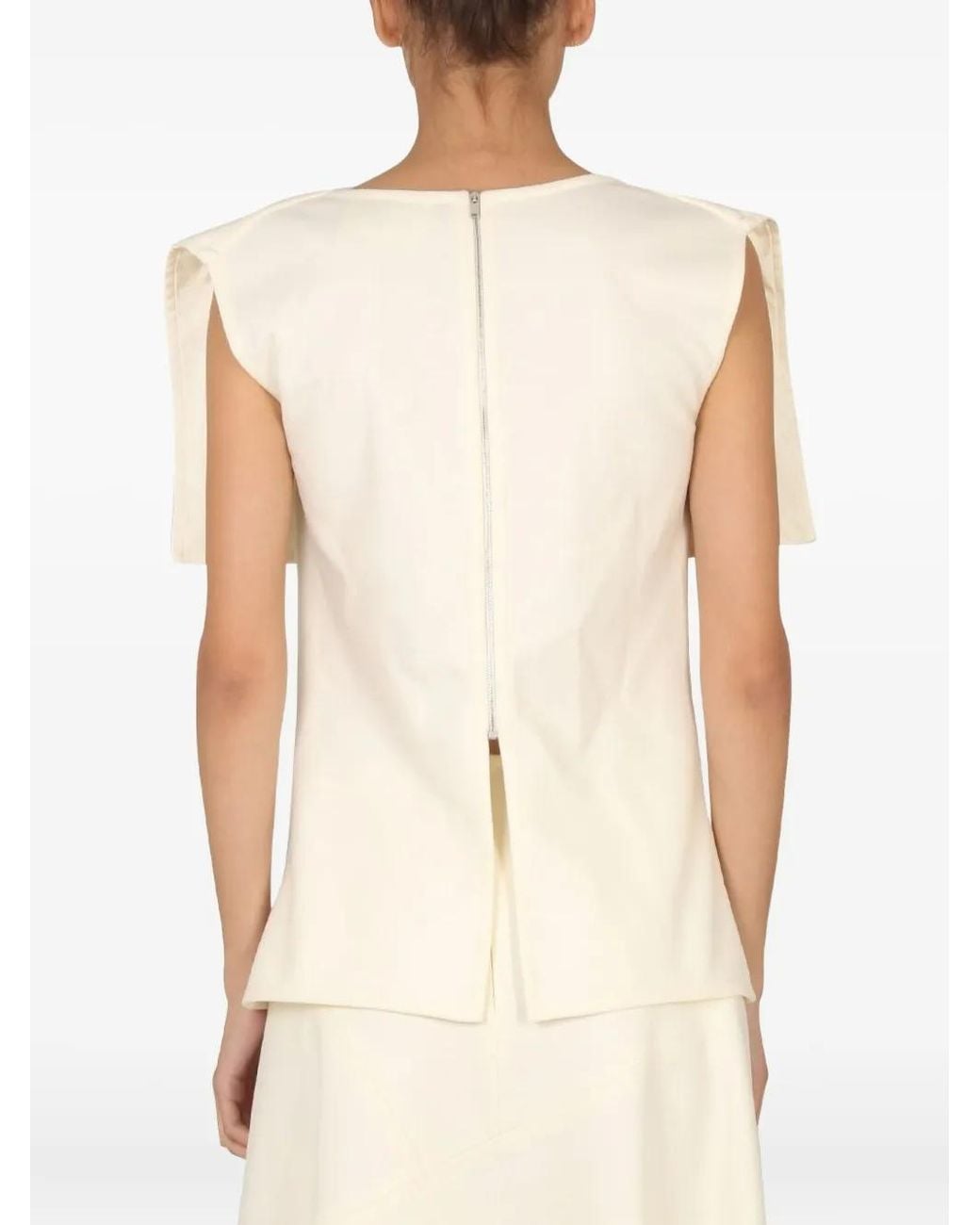 Jil Sander Natural Funnel-Neck Top