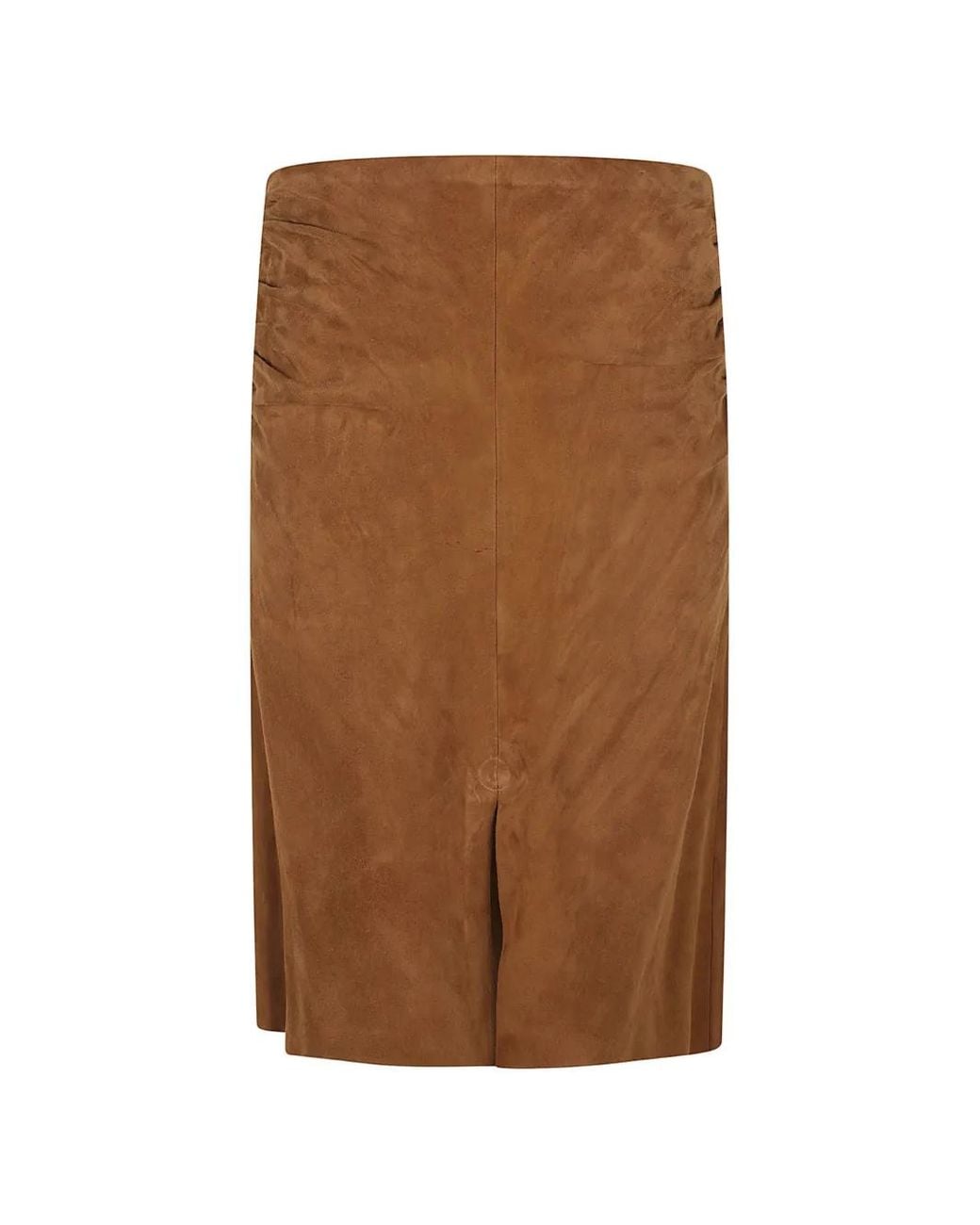 Stouls Brown Ooma Ruched Suede Skirt