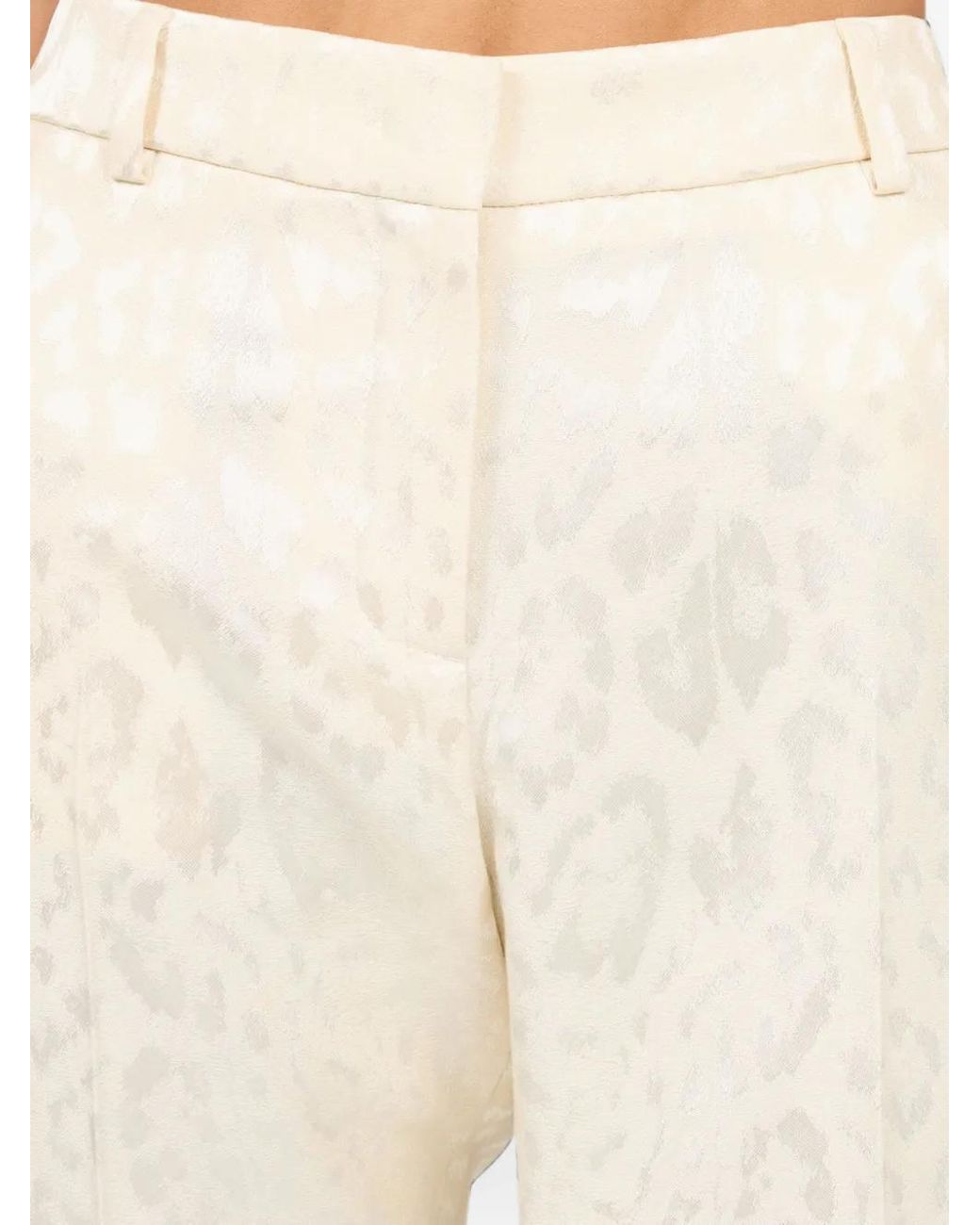 Roberto Cavalli White Leopard-Jacquard Flared Trousers