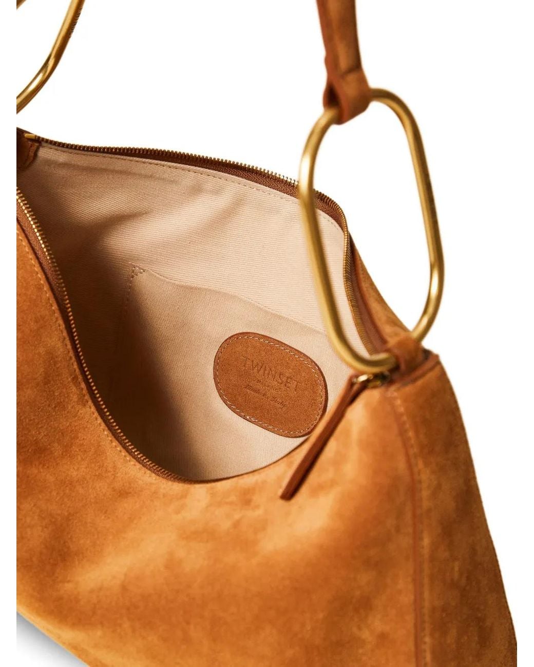 Twinset Brown 'Liliane' Medium Suede Bag With Rings