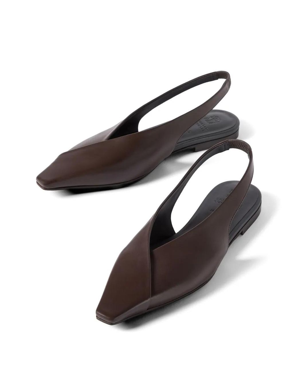 Brunello Cucinelli White Calfiskin Slingback Flats