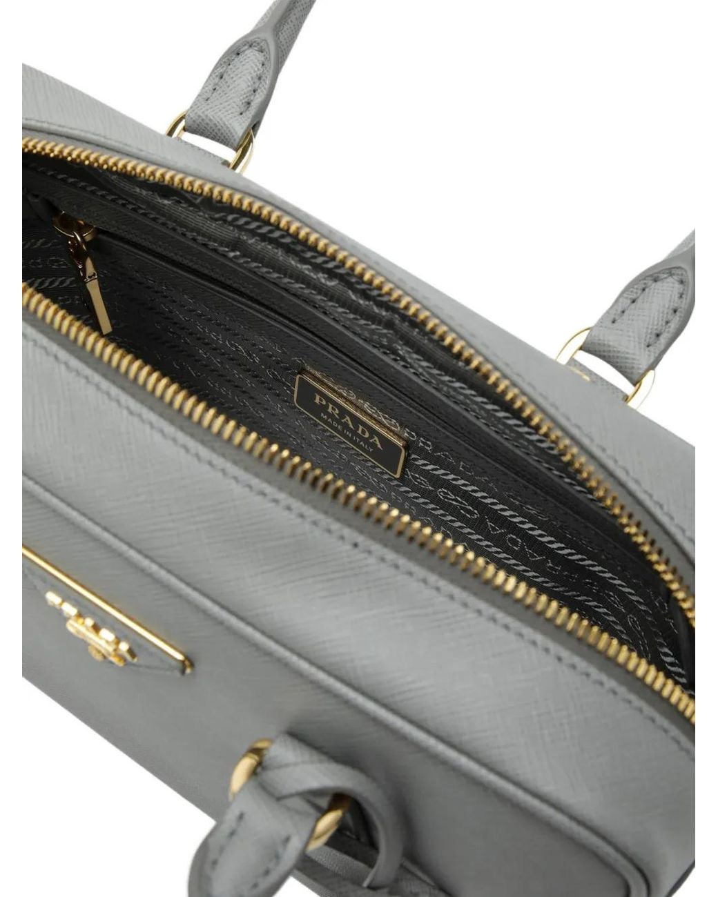Prada Gray Triangle-Plaque Tote Bag