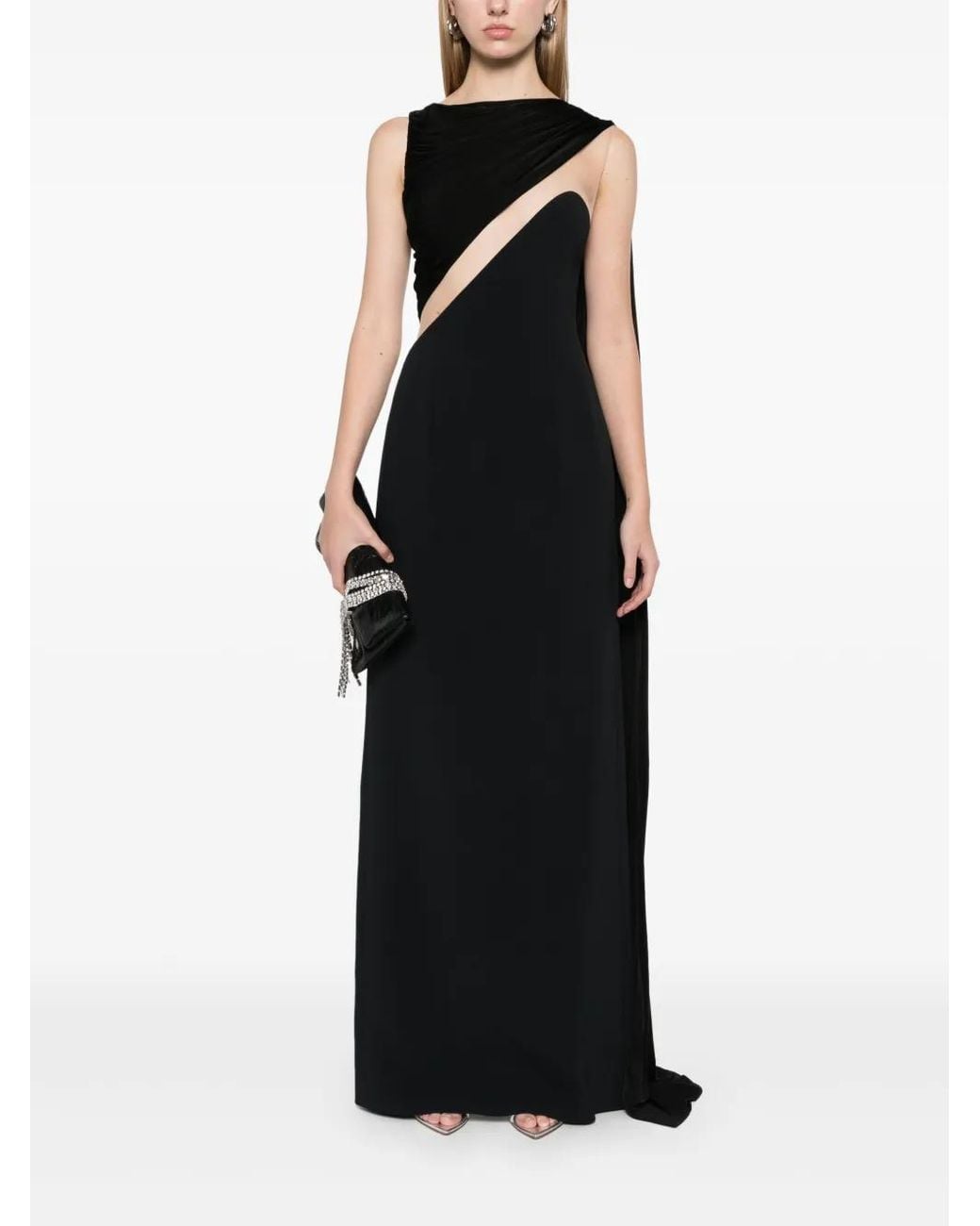 David Koma Black Draped Gown