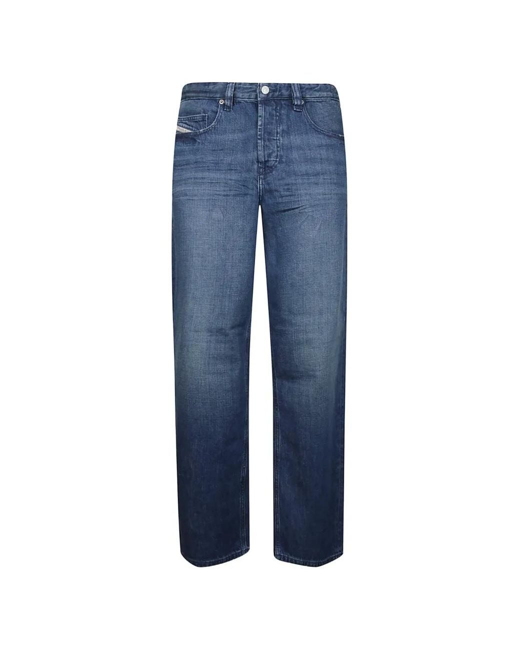 DIESEL Blue Cotton Wide-Leg Jeans for men