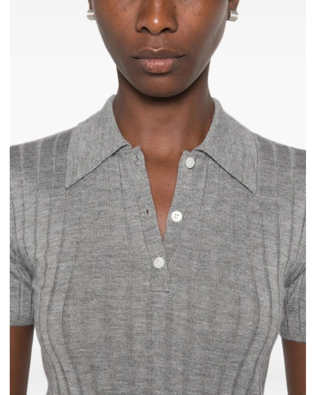 Totême  Gray Polo Côtelé À Manches Courtes