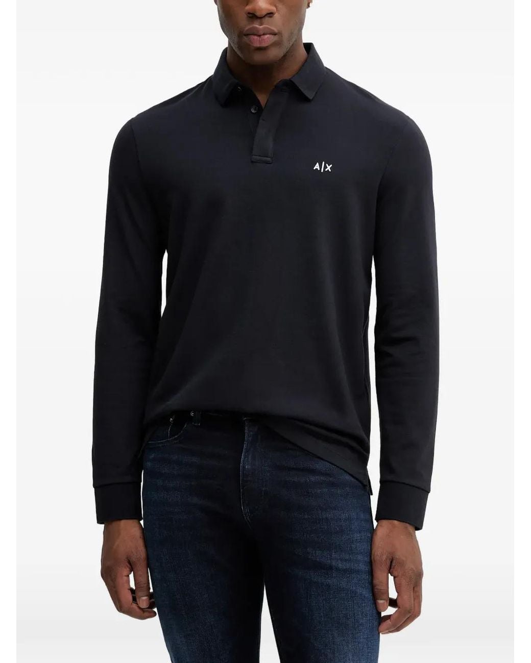 ARMANI EXCHANGE Blue Polo À Logo Brodé for men
