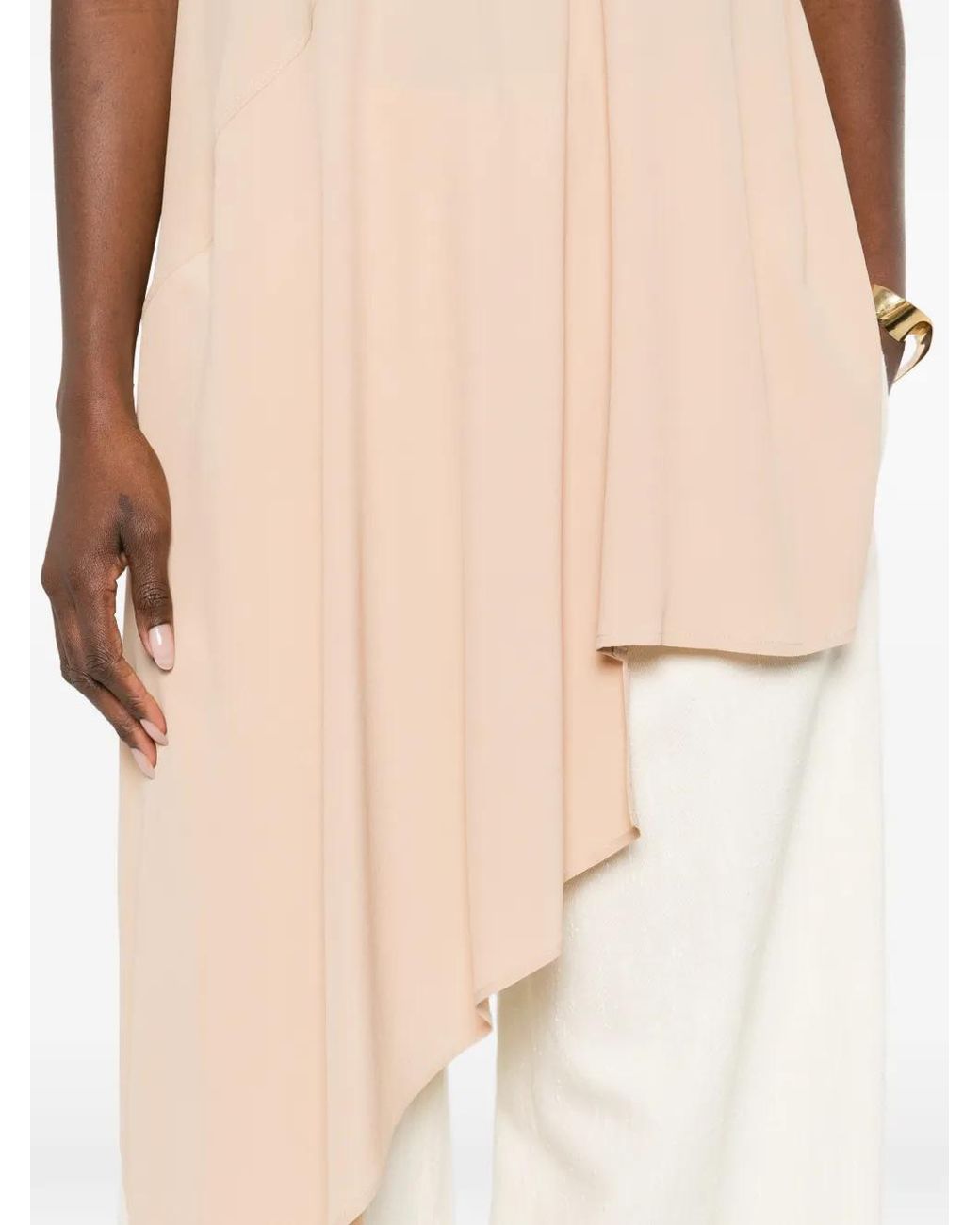 Fabiana Filippi Natural Asymmetric Hem Sleeveless Top